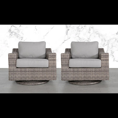 Elegant Swivel Patio Chair With Luxurious Cushions Perfect For Outdoor Relaxation (Set of 2) - Gray Mix