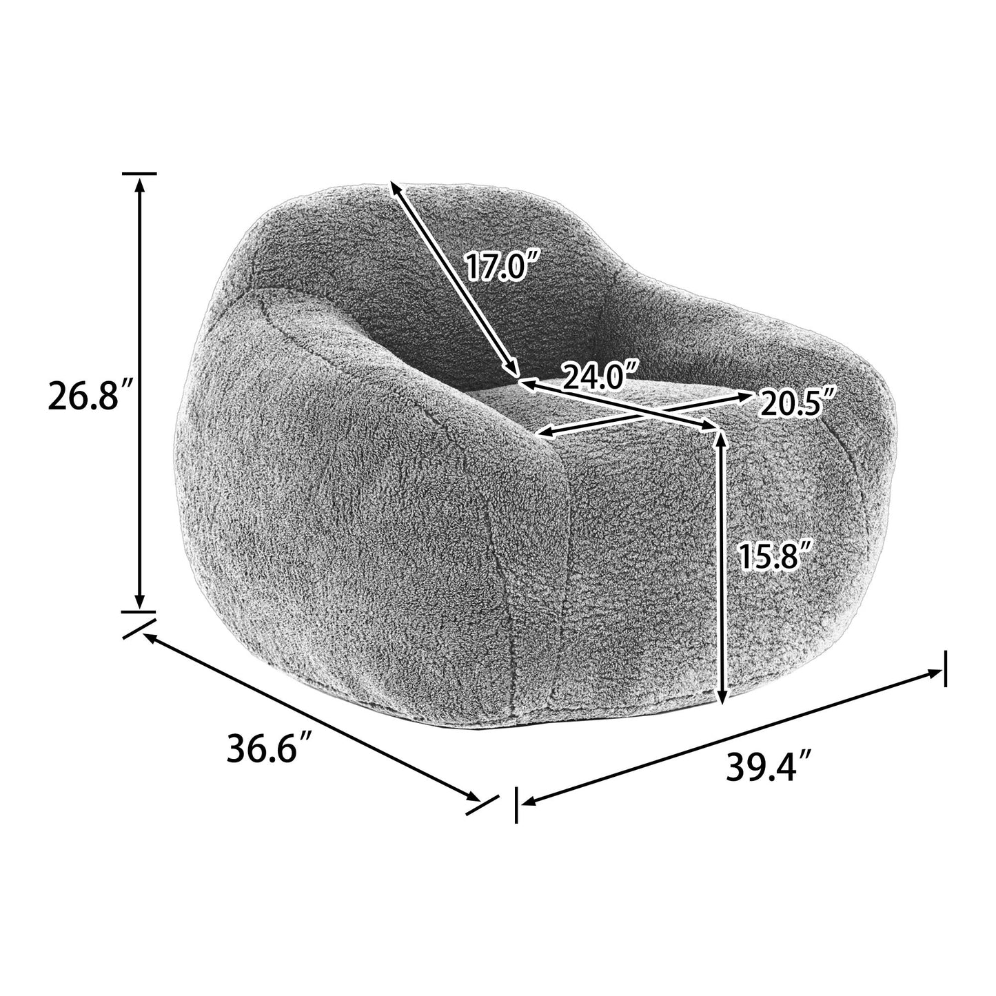 Giant Bean Bag Chair, Spacious Memory Foam With Armrests