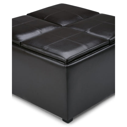 Avalon - Square Coffee Table Storage Ottoman - Tanners Brown
