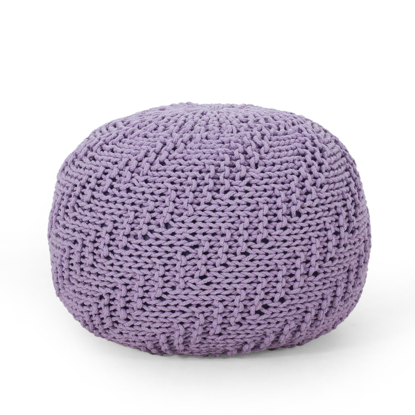 Bordeaux - Knitted Cotton Round Pouf Ottoman