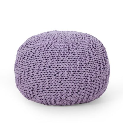 Bordeaux - Knitted Cotton Round Pouf Ottoman