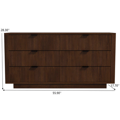 Lola - Mid-Century Modern Dresser With 6 Drawers - Dark Brown