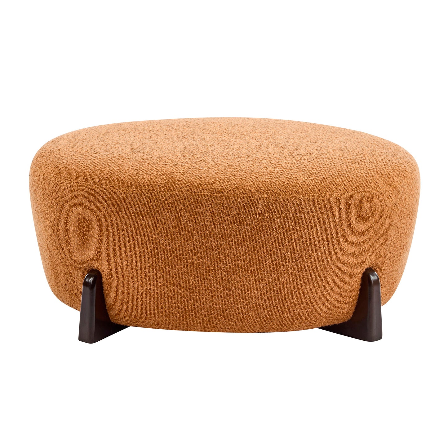 Modish - Round Ottoman - Natural Wood / Pumpkin Orange