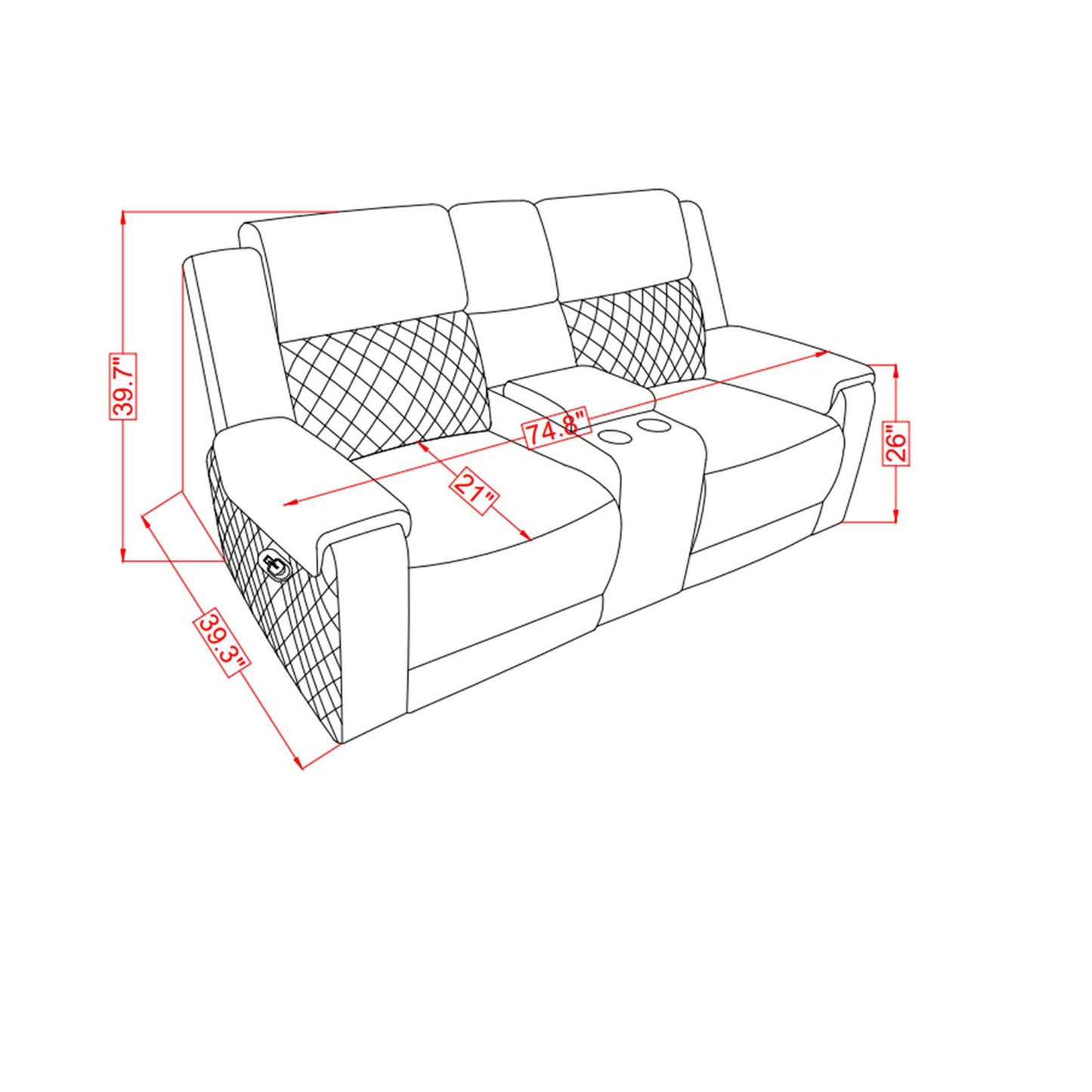 Alicia - Console Reclining Loveseat - Gray Black