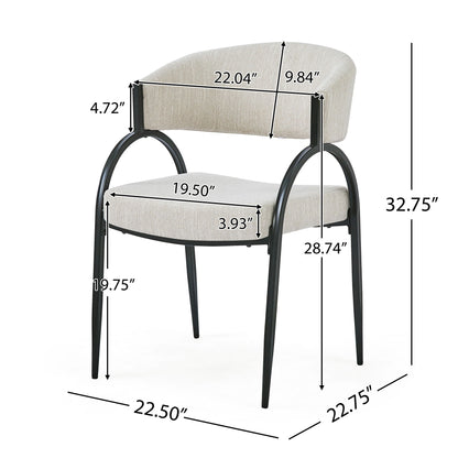 Contemporary Upholstered Dining Chairs With Metal Legs (Set of 2)