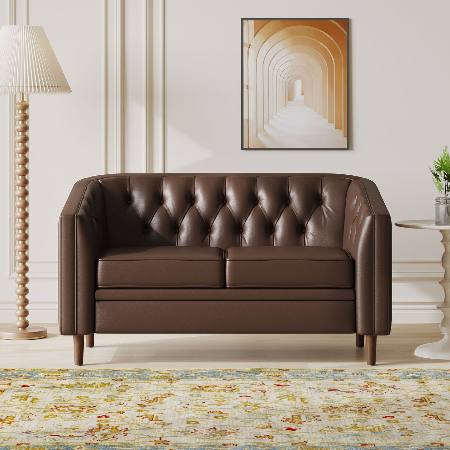 Sophisticated Loveseat With Diamond Stitched Detailing