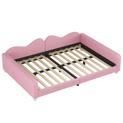 Upholstered Daybed, Sherpa Fabric Sofabed With Cloud-Shaped Backrest