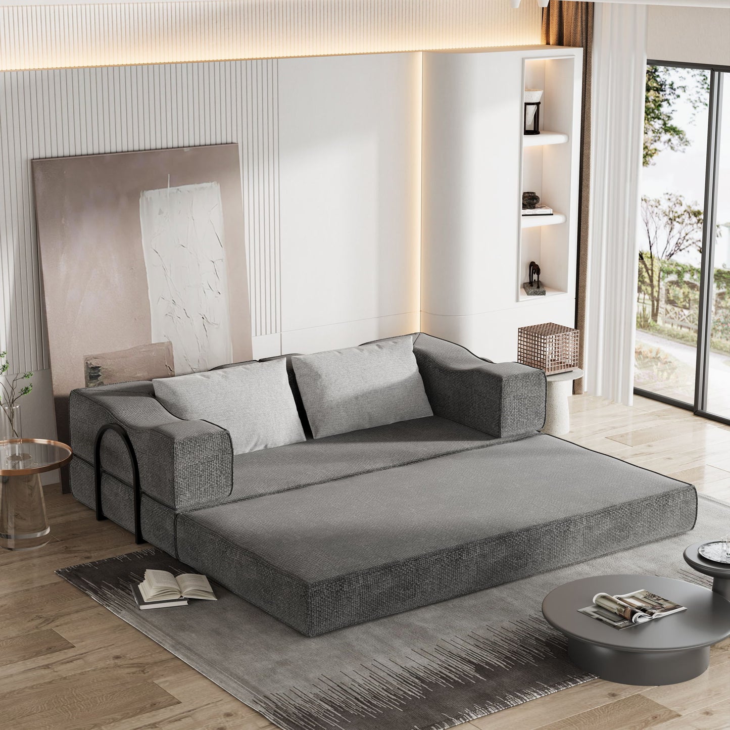 3 Seat Folding Floor Couch & King Size Bed Mattress