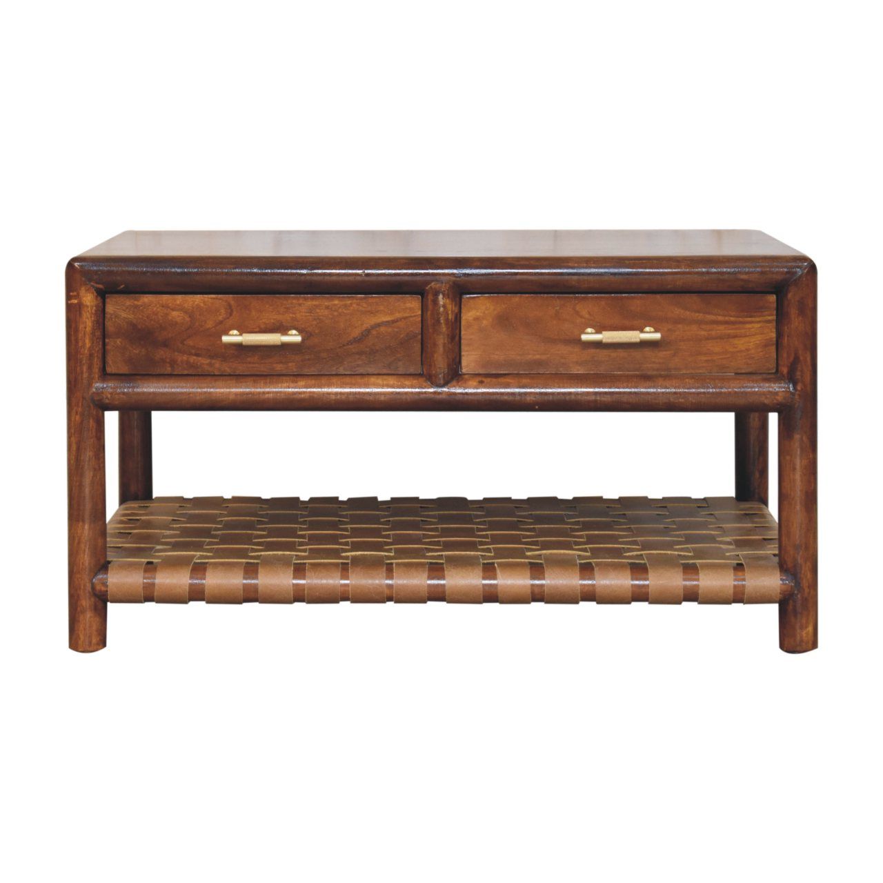 Regency - Woven Console Table With 2 Drawers - Brown