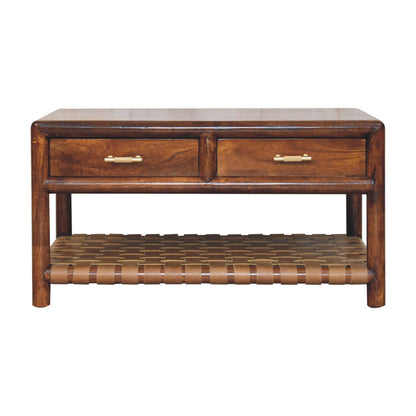 Regency - Woven Console Table With 2 Drawers - Brown
