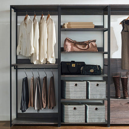 Monica - Walk In Closet System With Modular Design Melamine - Rustic