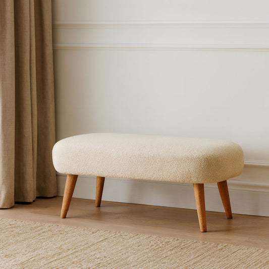 Boucle Hallway Bench - Cream