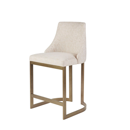 Modern Upholstered Counter Stool With Metal Base - Cream