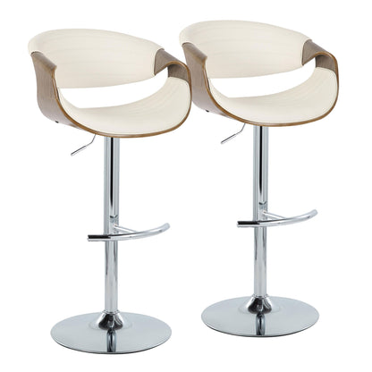 Symphony - Mid Century Modern Adjustable Barstool With Swivel & Rounded T Footrest (Set of 2)