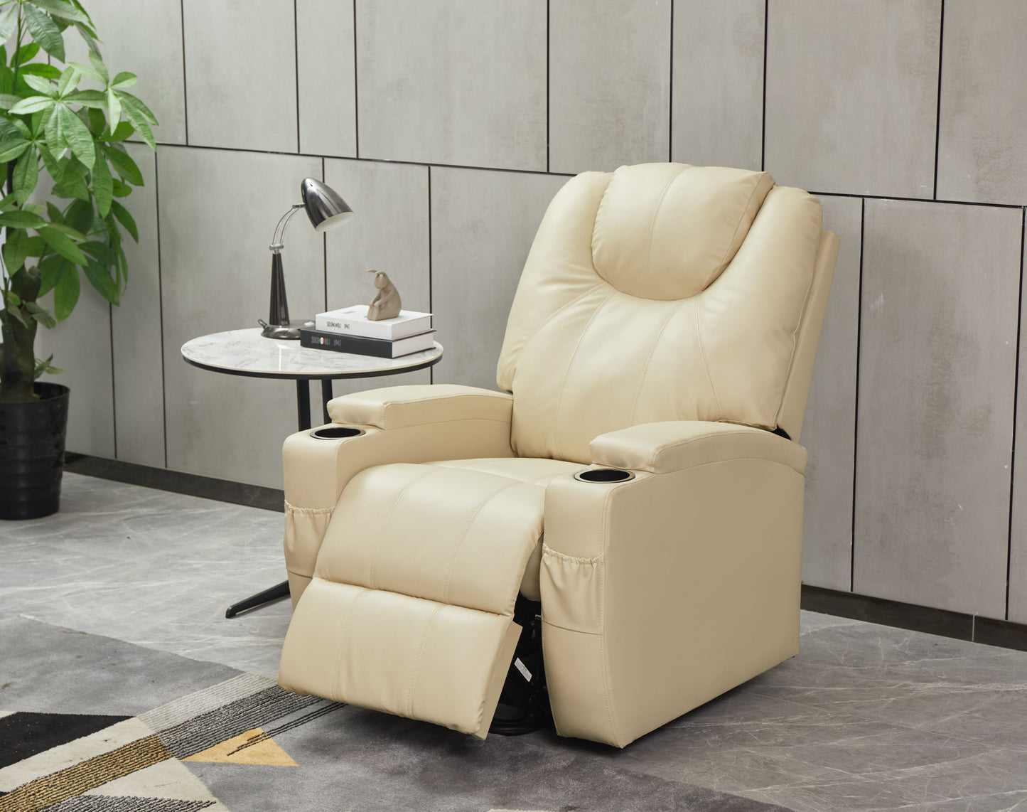 Modern Recliner Chair With Cup Holders, Remote Control
