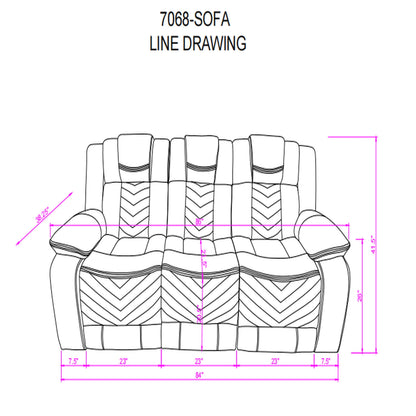 Raize - 10 Power Reclining Sofa With DDT, WC And LED - Gray