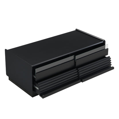 Modern Rectangle Coffee Table With 4 Drawers And 2 Display Shelves