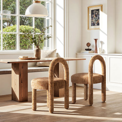 Penny - Round Arched Upholstered Dining Side Chair (Set of 2) - Golden Rust Orange