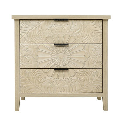 3 Drawer Cabinet, American Furniture, Suitable For Bedroom, Living Room, Study - Natural